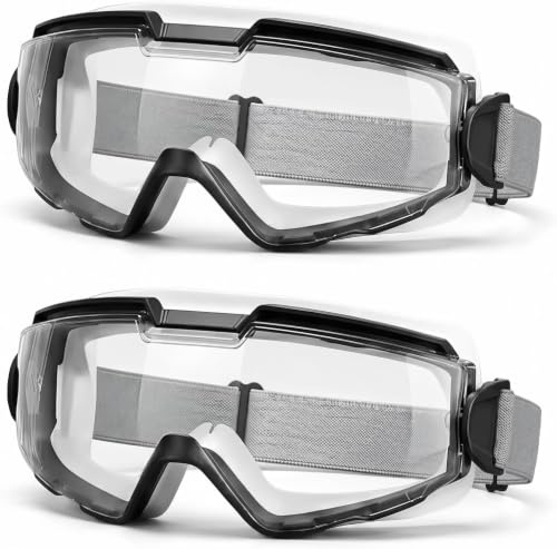 Dexpally Pack 2 Gafas Proteccion Trabajo, Gafas de Seguridad Trabajo Antivaho y Antipolvo, PVC Transparente Gafas de Protección, para Laboratorio, Agricultura, Deport