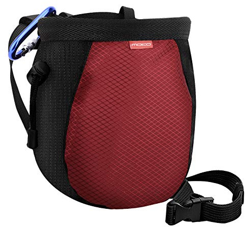 MoKo Rock Climbing Chalk Bag, Bouldering Bucket, Black & Red