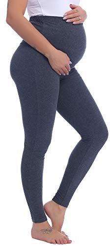 Joyaria Womens Cotton Maternity Leggings Pants Over The Belly Pregnancy Active Wear Workout Yoga Tights Pants(Dark Gray,S)