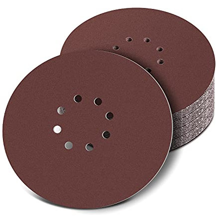 225mm Sanding Discs 120/240 Grit, 9 Inches 8 Holes Sandpaper 30Pcs Hook and Loop Disc Sanding Pads for Drywall Sander Long Neck Sander