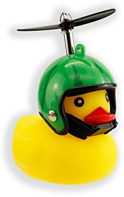 Winkee - Fahrrad Quietscheentchen mit Helm | Die süße Fahrradhupe mit Helm und Propeller | Quietscheente Fahrrad - für Kinder | Ente mit Helm | Rubber Bike Deko