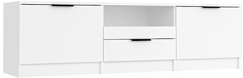 vidaXL TV Schrank Lowboard TV Möbel Fernsehschrank Fernsehtisch TV Board Fernsehmöbel HiFi Schrank Wohnzimmer Weiß 140x35x40 cm Holzwerkstoff