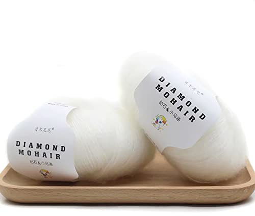 ISAKEN 2 Stück Wollknäuel Mohairwolle Strickwolle Mehrfarbig 25g Wolle zum Stricken Handstrickgarn zum häkeln weiches Mohairwolle-Garn