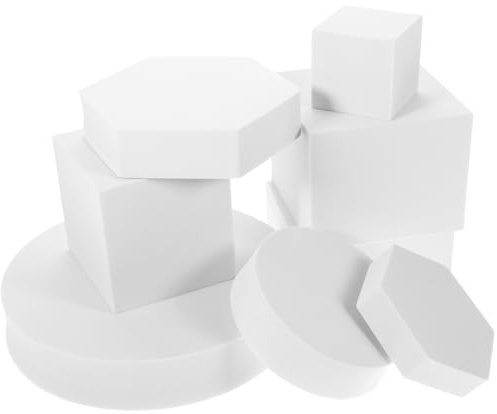 UKCOCO Ensemble Accessoires Photo Géométriques 8 Pièces Cube De Géométrie Léger Durable pour Décoration Bijoux Cosmétiques Et Fond Photographique 7.09X7.09X1.38In