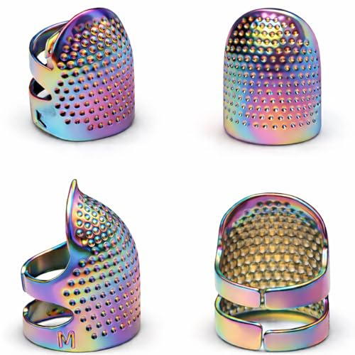 4-Pack Metal Sewing Thimbles (2 Small + 2 Medium) – Adjustable Finger Protectors – Anti-Slip Thimble Guards for Hand Sewing, Quilting, Leathercraft & DIY – UMTMedia