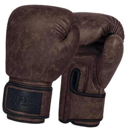 Perfeclan Guantes de Boxeo para Hombres y Mujeres, Guantes de Sparring, Guantes de Entrenamiento de Boxeo Profesional, Guantes de Boxeo para Muay Thai, Marrón Oscuro 12oz