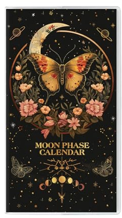 Calendrier de poche 2025, planificateur de sac à main avec phrase lunaire, 9,4 x 17 cm, de janvier 2025 à décembre 2025, calendrier de poche mensuel avec couverture en PVC pour bureau