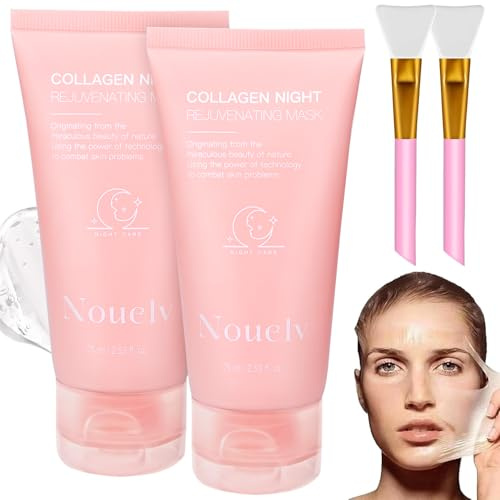 Collagen Night Wrapping Mask, Mascarilla de Colageno, Peel off Mascarilla Facial de Colágeno Para Envolver Durante la Noche, Tratamiento de Hidratación Profunda, Reafirmante de la Piel