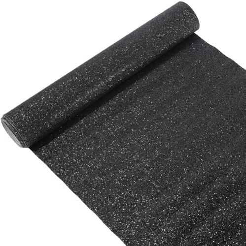 Calfovera 53,94 x 30 cm glittrande PU-läderrullar fasta tygblad glittrande superfina glänsande PU-läderrullar för gör-det-själv-arbete lapptäcke bröllop örhängen dekorationer (svart)