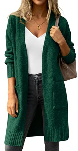 PRETTYGARDEN Women's Long Oversized Cardigans 2026 Fall Trendy Long Sleeve Open Front Chunky Sweater Knit Winter Clothing (Green,XX-Large)