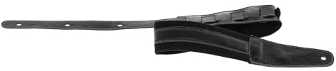 GEWA Cintura per chitarra serie Regular, vera pelle, larghezza 65 mm, lunghezza 100-134 cm, imbottita - spallina nera, nera - nero, fatta a mano in Europa