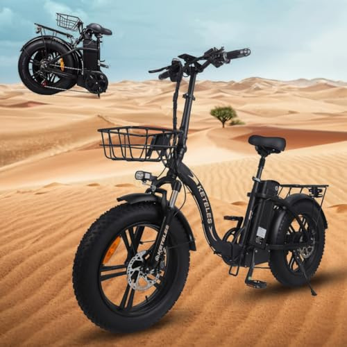 250W Folding Electric Bike 20''X4 Fat Tire Electric Bikes for Adults Foldable electric bicycle 48V 35AH Removable Battery 25KM/H,43-62Miles Range 7-Speed, LCD Display,Dual Suspension Black Ebike