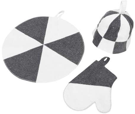 Veemoon Thickened Sauna Hat Wool Absorbent Insulating Bath Cap Gloves and Mat for Sauna Shower for Men and Women Spa