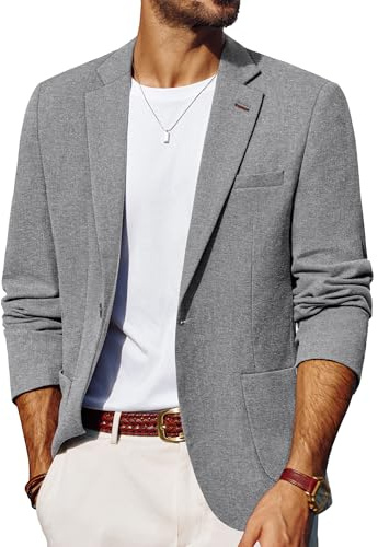 PJ PAUL JONES Mens Blazers Smart Casual Linen Jacket Business Blazer | 1 button, X-type, double split back, casual or business