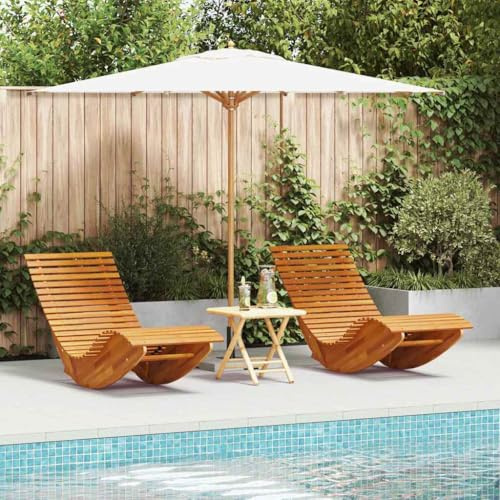 LLEZKBR Outdoor Furniture-Outdoor Seating -Rocking Sun Loungers 2 pcs Brown 154 x 60 x 74 cm