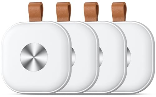Smart Tracker Tag 4 Pack, Air Localizador Llaves Tag Bluetooth Funciona con Apple Buscar(Sólo iOS), Buscador de Llaves, Billetera y Equipaje, Batería Reemplazable (Blanco)