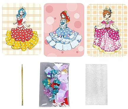 Qianly 3 Pièces Panneaux de Dessin à Piquer DIY Kit d'Activité Créatif Livre Papeterie Habillage Princesse Pack Artisanat Jeu Éducatif Adapté à la, Styled