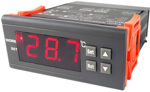 Digital temperaturkontroll, 110 V 30 A hemtermostat för AC och uppvärmning, svart ABS-skal, 148 ° C högtemperaturkontroll för ugnar och kylskåp, växthusvärmare, för hemmabruk och installation
