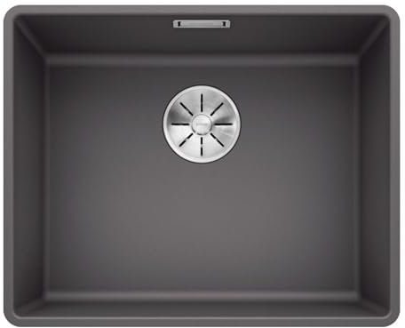 BLANCO SUBLINE 500-F | Granitspüle aus SILGRANIT felsgrau | Einbauart: Flächenbündig | für 60 cm breite Unterschränke | Großes Beckenvolumen für optimale Nutzung | Reinigungsfreundliche Öberfläche