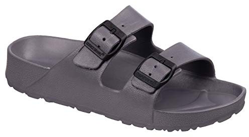 Ladies & Girls Slip On Summer Sandals - FLIP Flop Sliders by MIG (6 UK, Grey)