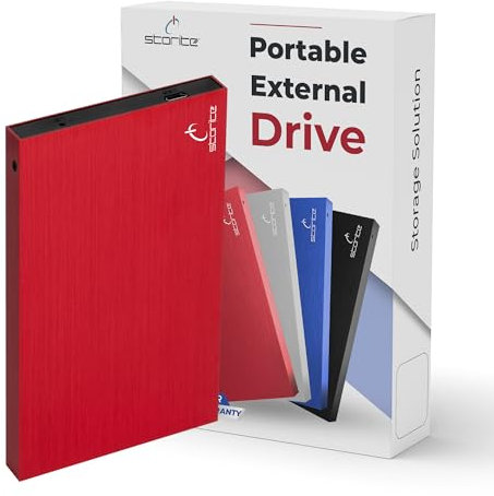 Storite Disque Dur Externe Portable USB 2.0 1 to, Stockage de Sauvegarde, Transfert de données Rapide, Disque Dur Compatible avec Mac/Ordinateur Portable/Ordinateur de Bureau (Rouge)