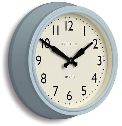 Jones Clocks® Telecom wall clock | Round retro clock | 27cm | Pale blue | Modern take on a vintage classic for kitchen, living room or office
