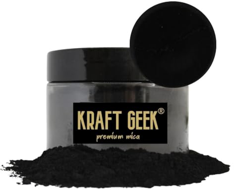 KRAFT GEEK Jet Black Mica Powder, 50g Dye for Epoxy Resin, Soap, Candle, Slime, Bath Bombs, Makeup, Nail, Fabric, Safe & Gentle on Skin