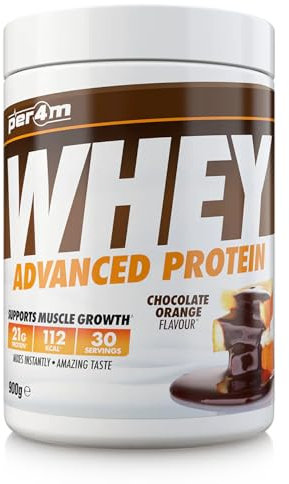 Per4m Whey Protein Powder | High Protein Shake for Muscle Growth & Recovery | Low Sugar Gym Supplement | Sports Nutrition Drink + Amino Acids (900g, Chocolate Orange)