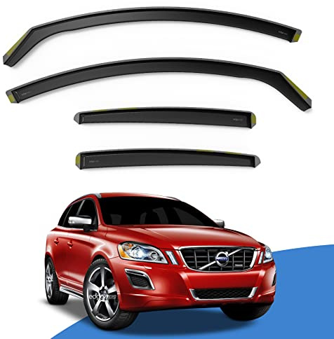 EdgeVisors Wind Deflectors for Volvo XC60 MK1 Door 5 Door SUV 4pc | 4pc Set, In-Channel Rain Guards & Accessories