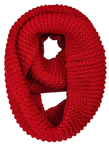 AUSUAYA Écharpe Infinity pour femmes, écharpe en laine tricotée épaisse et volumineuse à boucle pour le cou, pour femme, pour l'hiver, temps froid GB-W-S-J1, Rouge, taille unique