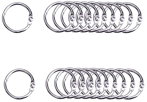 20 Pcs Binder Rings Metal Book Ring 30mm Loose Leaf Binders Book Rings 30mm Inner Diameter Keychains (30mm-20Pack)