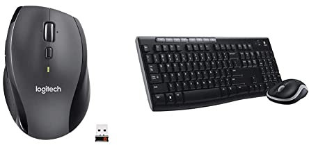 Logitech M705 Marathon Wireless Mouse, 2.4 GHz USB Unifying Receiver, 1000 DPI & MK270 Wireless Keyboard and Mouse Combo for Windows, Compact Black Mouse