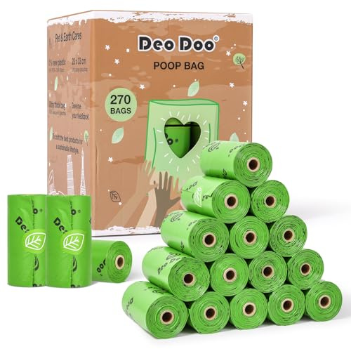 Dog Poo Bags Poop Bags Recycle Leak-Proof 18 Rolls 270 Bags 9 * 13 Inch Green Doggy Waste Bags for Cat Little Unscented