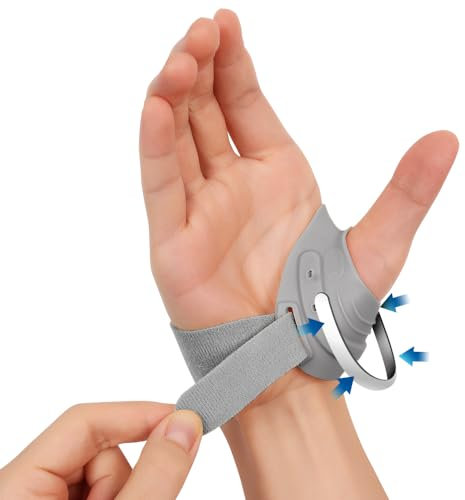 INSTINNCT CMC Thumb Brace for Men and Women, CMC Joint Support Stabilizer for Instability, Tendonitis, Thumb Joint Discomfort, Adjustable Thumb Support, Grey, Right Hand, Medium