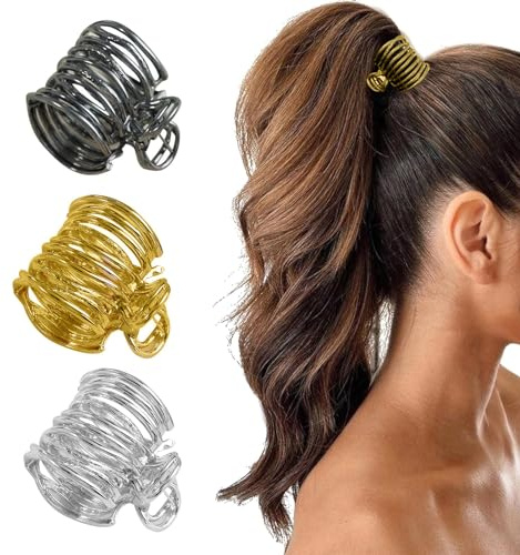 Peiyee 3 Piezas JoyeríA Para El Cabello Clip Para Cola De Caballo,Pinzas Para El Cabello Medianas Con Pinzas Para El Cabello,Pinzas MetáLicas Antideslizantes Para Mujeres,Accesorios El Cabello Moda