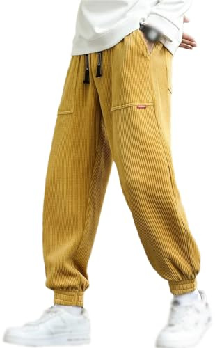 Rfmfkkg Pantalon de survêtement baggy en velours côtelé pour homme