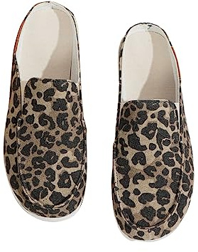 vreplrse 2 zuecos para mujer con tela suave y resistente al desgaste para viajes, zuecos y mules para mujer, zapatillas de mujer, Leopardo, 40.1
