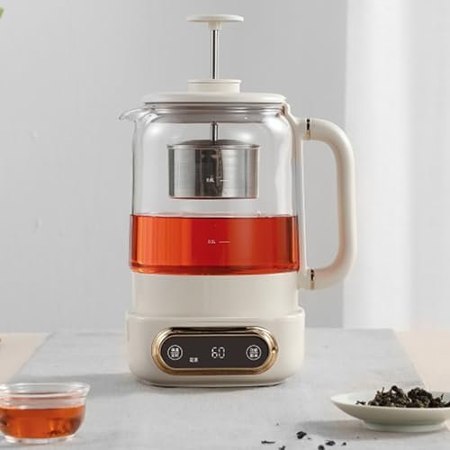 Tetera eléctrica, Tetera de Vidrio con infusor extraíble, Cesta de té elevable con Reserva de 24 Horas, 0,8 l, antiderrames, preservación del Calor de 8 Horas, máquina para Preparar té