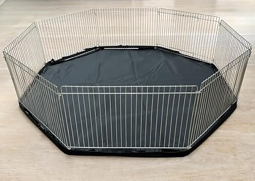 Double Dragon Mini Playpen Cage With Waterproof Floor Mat | 83.5x83.5x23Cm | Portable Octagonal Cage For Guinea Pigs, Hamsters & Other Small Pets | Cage With a Hinged Door & Latch | Easy to Assemble