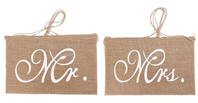 Mr & Mrs Schild Stuhl Hochzeit, Braut Bräutigam, Stuhlschild, Set Jute, Vintage, Rustikal, Party, Dekoration, Sackleinen, heiraten, Hochzeitsdeko, Zeremonie, Feier