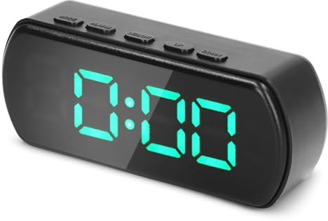 Pwshymi Smart digital väckarklocka med LED-display, Snooze, Temperatur - Liten Elektronisk Bordsklocka för Kök, Kontor, Sovrum, Sparar Bakgrundsbelysning