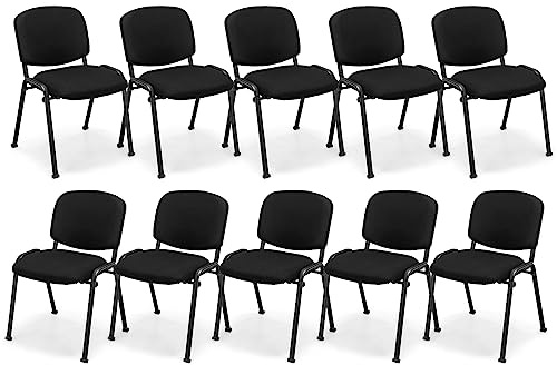 COSTWAY Set of 2/4/5/6/10 Stackable Reception Chairs, Upholstered Armless Office Meeting Conference Chair, Computer Desk Seat Guest Visitors Chairs for Home Office (56 x 61 x 80 cm, 10PCS)