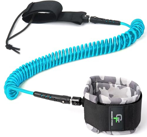 Coiled Paddle Board Leash - 3 m, Dark Blue - Stand Up Paddleboard Leg Rope