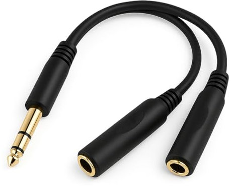Yewseas 6,35mm Câble Répartiteur TRS Stéréo Mâle vers Double TRS Femelle 6,35mm, Adaptateur Audio pour Casque et Amplificateurs, Qualité Sonore Fidélité