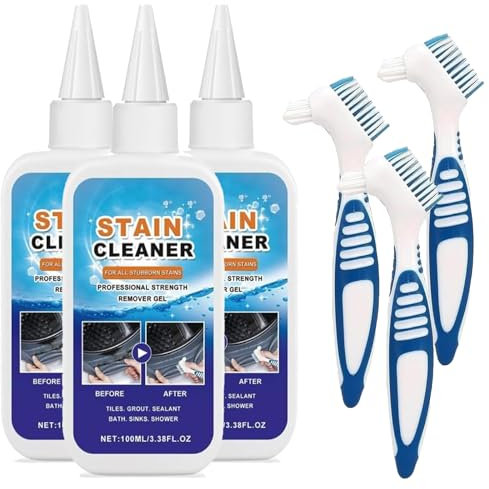 Gel quitamanchas, limpiador de lavadoras de 100 ml, potente gel limpiador para limpiar lechada, azulejos, refrigerador, ventanas, baños y fregaderos. (3pcs)