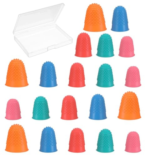 Classicseali 20 Stück Fingerhut Gummi, Gummi Fingerkissen, 5 Größen Blattwender, Wiederverwendbare Umblätterhilfe zum Geldzählen, Sortieren,Schreiben, Sortieren von Papierkram,Schneiden,Basteln