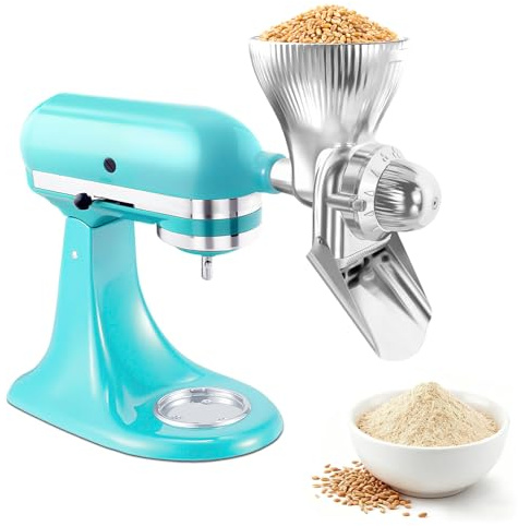 Getreidemühlenaufsatz für KitchenAid Ständer mit 12 Mahlstufen, Küchenhelfer-Mixer-Aufsätze, Weizenmühle, passend für Weizen, Mais, Hafer, Buchweizen, Hirse und anderes Getreide