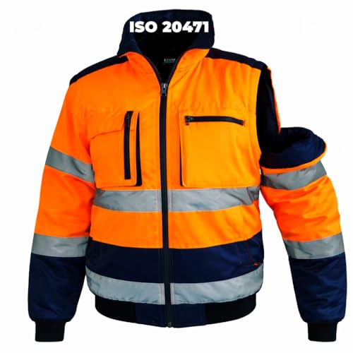 VENTUX GEAR Veste haute visibilité orange avec capuche || Taille XXL || Vêtement de travail réfléchissant EN ISO 20471 || Protection hiver avec poches multiples