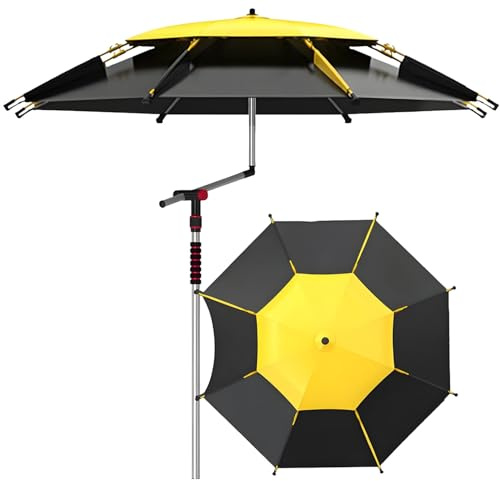 Genérico Sombrilla Playa Antiviento Sombrilla De Terraza Protección UV Paraguas De Pesca Reclinable 2/2.2/2.40m Parasol De Exterior con Bolsa De Transporte, para Piscina Patio Mercado(Amarillo,2.0m)