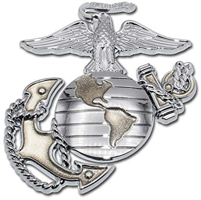 Elektroplate Officially Licensed Premium U.S. Marines Eagle Globe Anchor Insignia with Gold and Chrome All Metal Emblem for Cars, Trucks, and All Auto | Universal Fit at 3.5 x 3.2 | Weatherproof